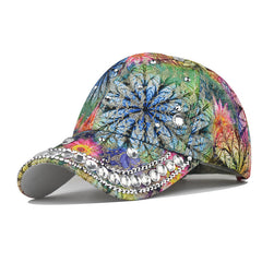 Vintage Floral Print Baseball Cap Adjustable Hat
