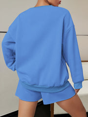 Letter Print 2pc Set Drop Shoulder Loose Top & Elastic Waist Shorts