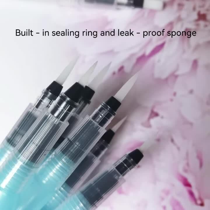 Solid Watercolor Brush Set 7pcs Flat and Round Tips