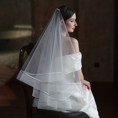 Double Layer Head Veil With Comb Bridal Hair Accessory