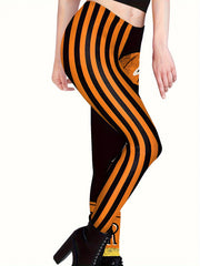 Halloween Pumpkin Print Leggings Stretch Fitness Yoga Pants