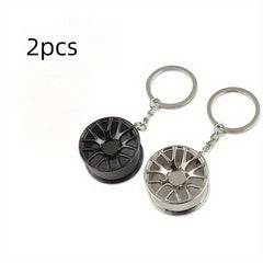 2pcs Mini Metal Tire Keychain Pendant for Car Keys Backpacks Wallets