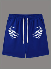 Hand Pattern Active Shorts with Drawstring