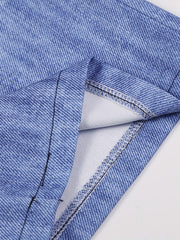 Leaf Print Flare Leg Jeans Casual Button Fly Denim Pants