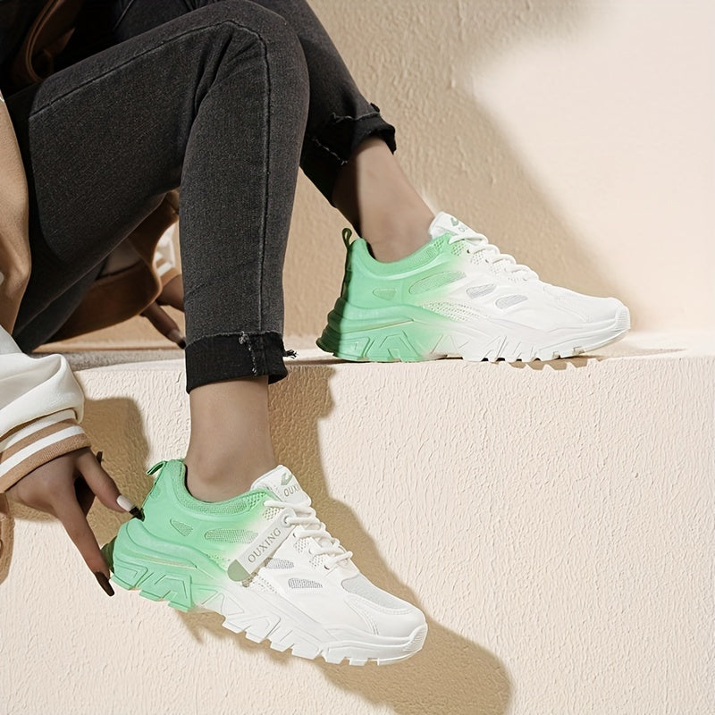 Women's Ombre Mesh Chunky Sneakers Running Shoes