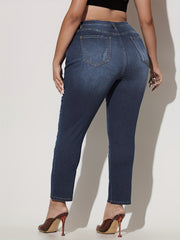 High Stretch Skinny Jeans, Washed Ripped Button Fly