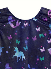 Unicorn & Mermaid Graphic Ballet Leotard Dance Suit for Girls