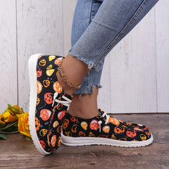 Scary Pumpkin Pattern Loafers Shoes - Halloween Style