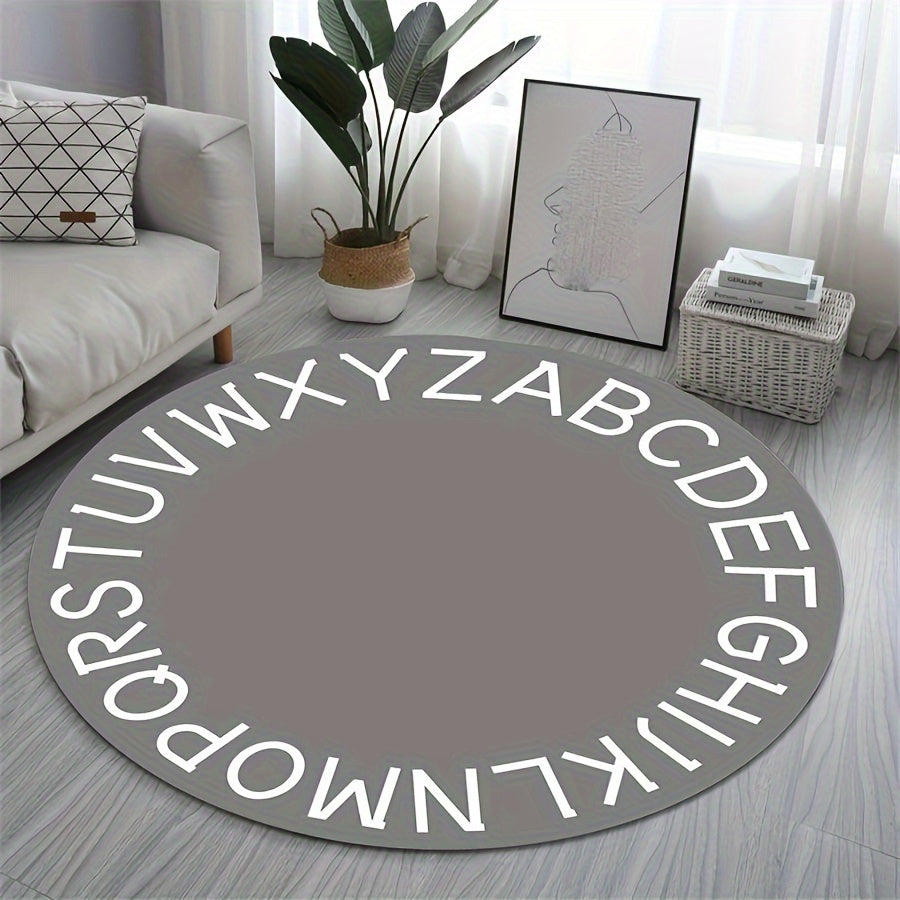 Soft Round Carpet English Letter Pattern Floor Mat