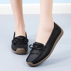 Women's Bowknot Flat Loafers Solid Slip On Moccasins