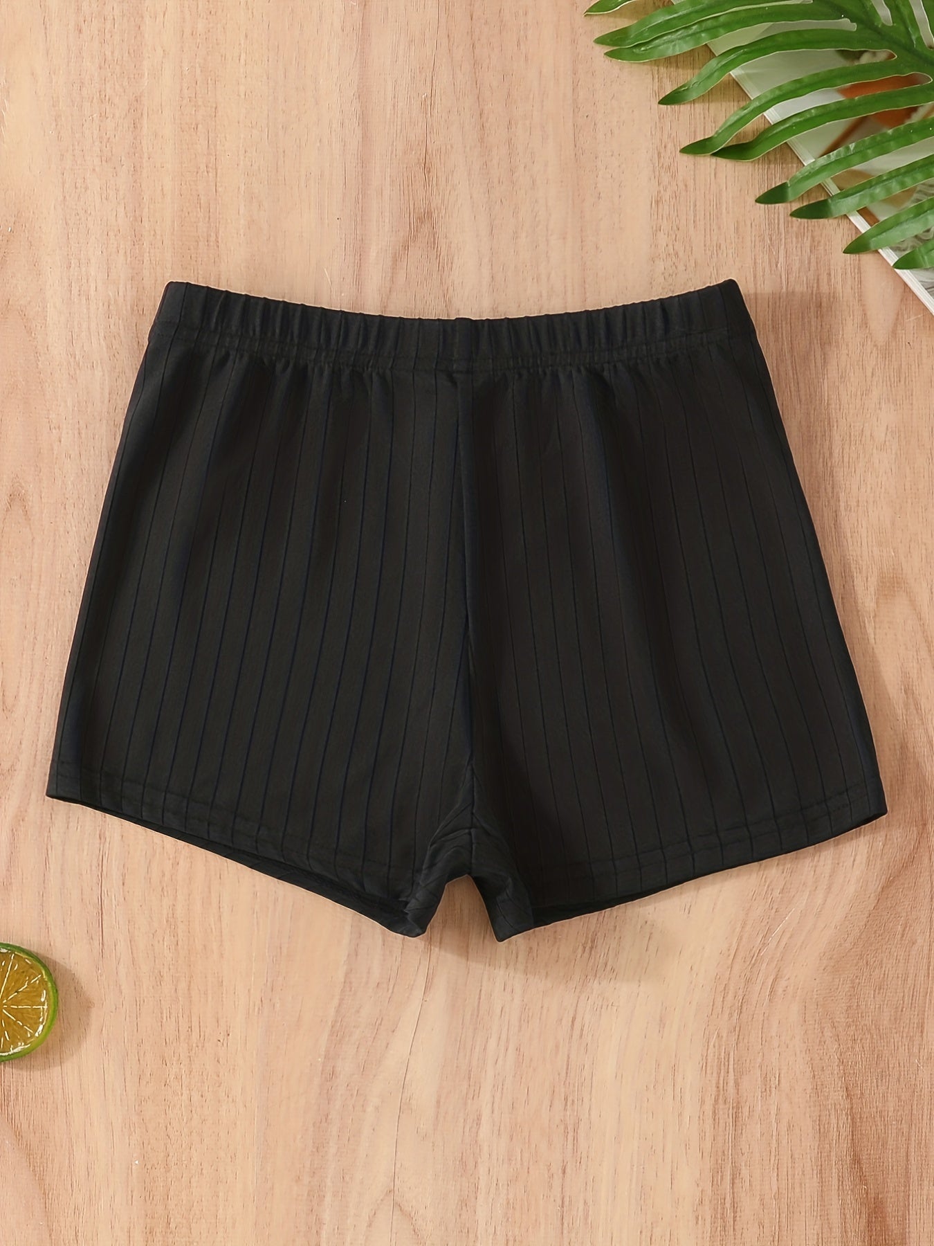 2pcs Girls Ribbed Elastic Waist Shorts for Kids