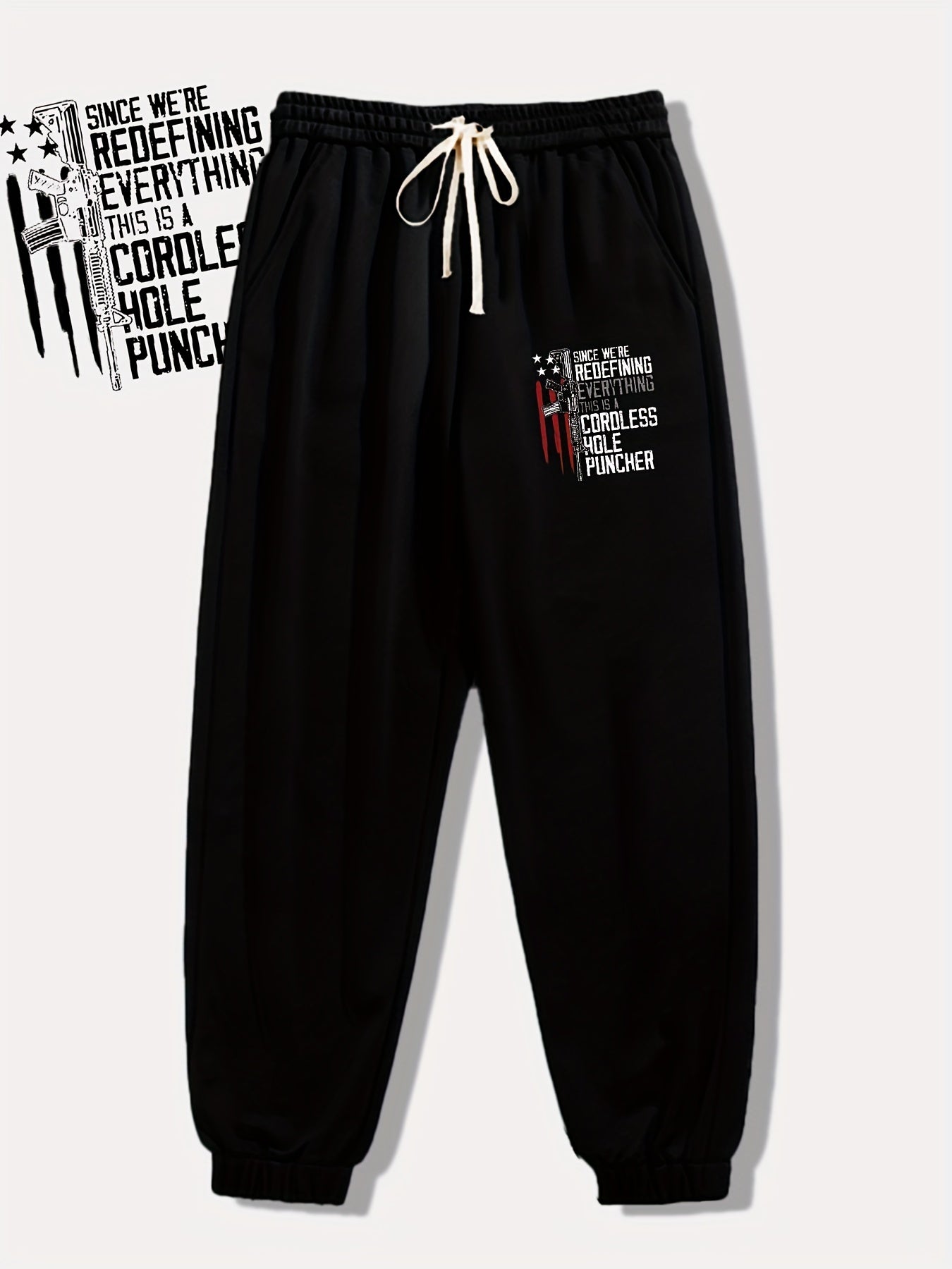 Pattern Print Drawstring Sweatpants Loose Fit Casual Joggers