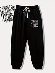 Pattern Print Drawstring Sweatpants Loose Fit Casual Joggers