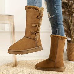 Women's Horn Buckle Snow Boots Soft Comfortable Top Snow