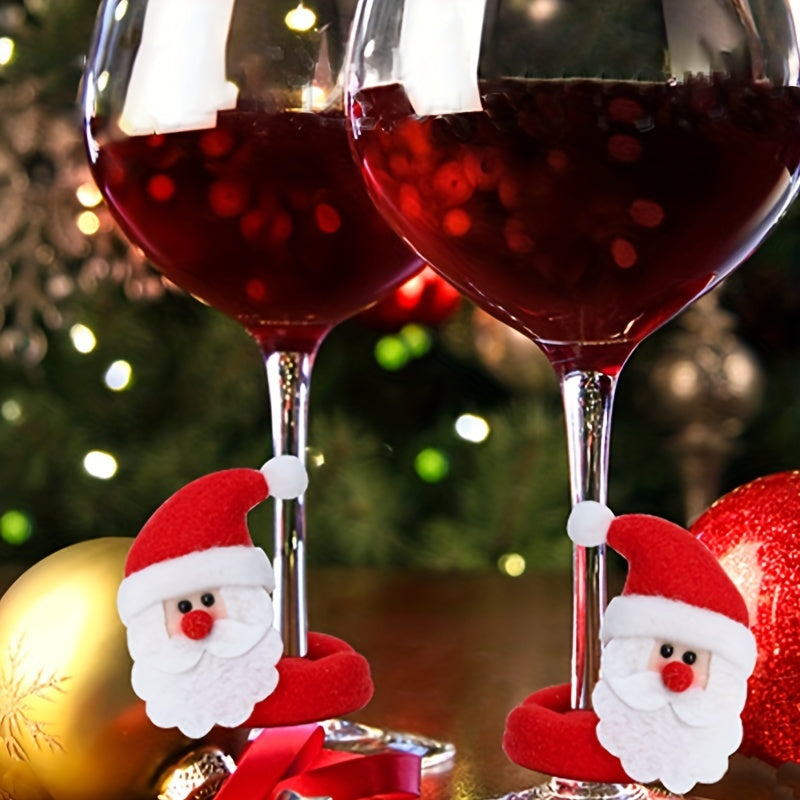 Christmas Wine Glass Hug Santa Claus Snowman Reindeer Window Decoration