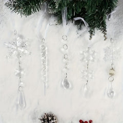 10pcs Christmas Tree Decoration Crystal Ornaments Hanging Acrylic Snowflakes