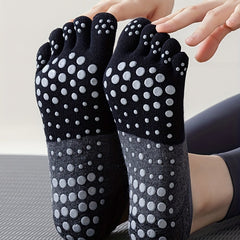 Colored Tied Yoga Socks Anti Slip Women's Five Finger Pilates Cotton Socks