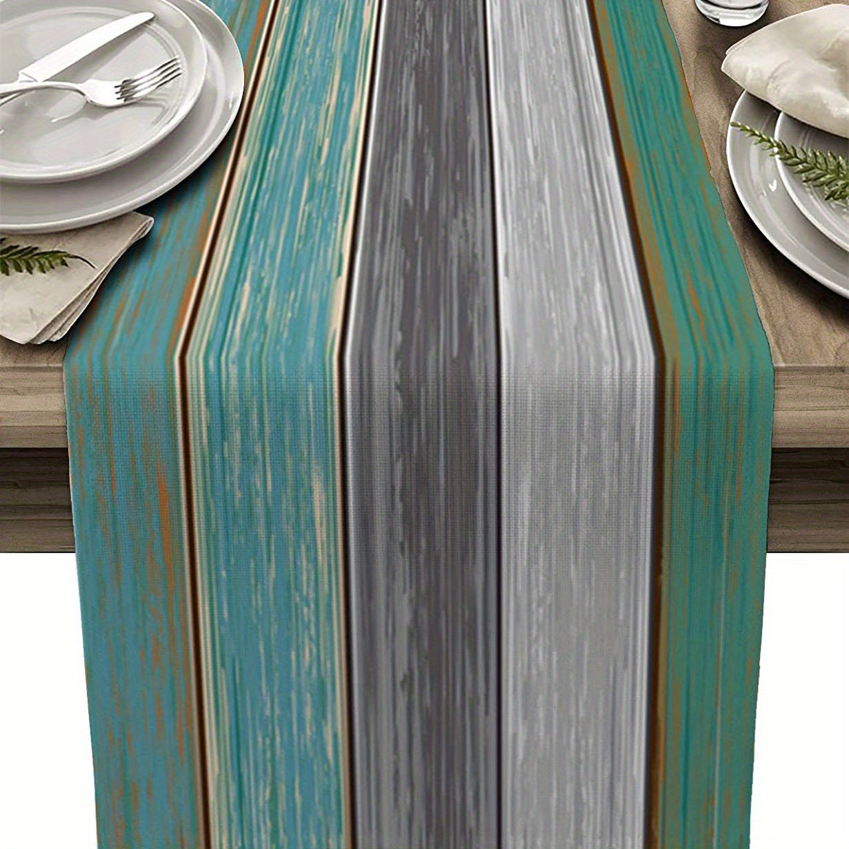 Burlap Linen Rustic Table Runner Vintage Wood Grain Dresser Scarf