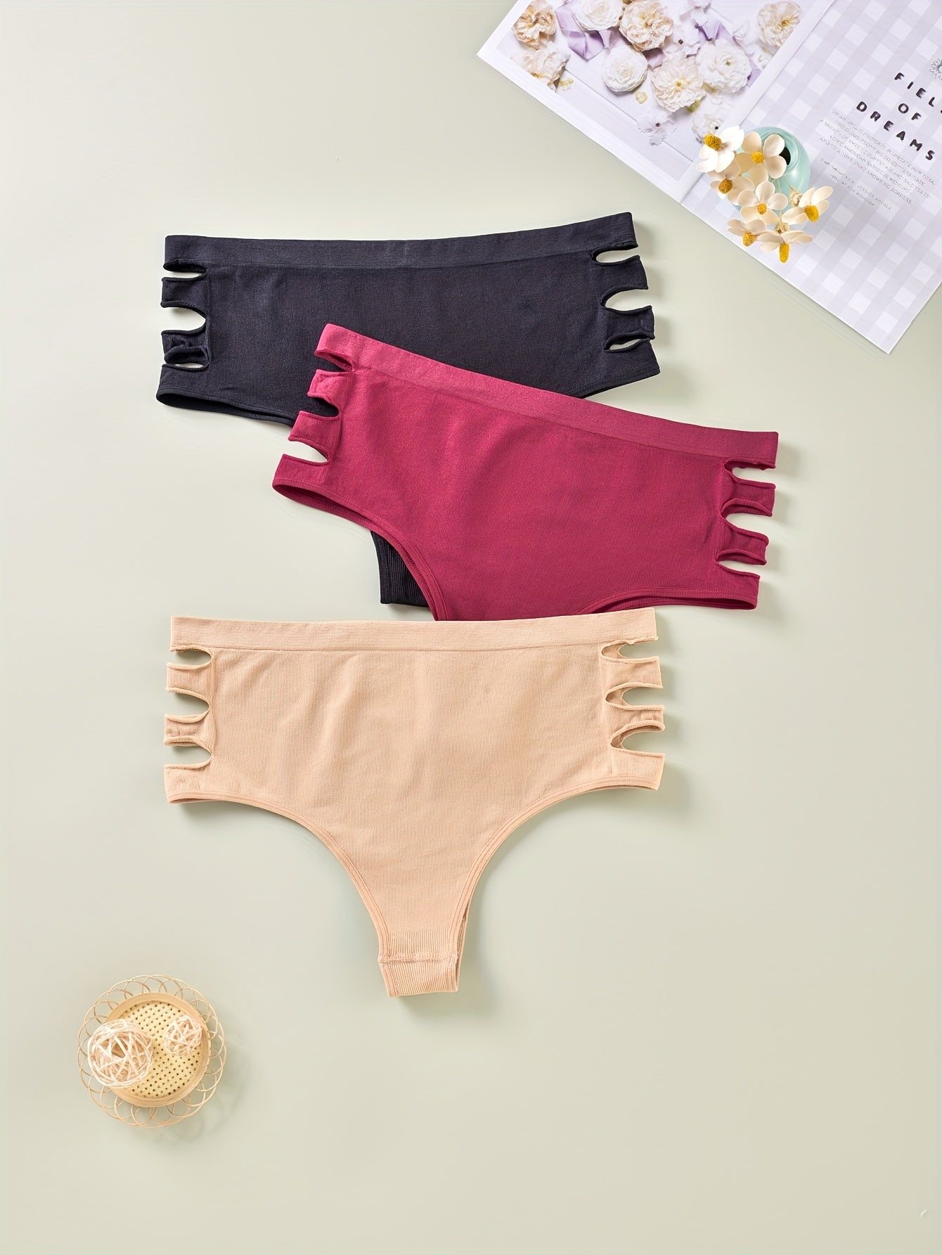 3 Pack Plus Size Panties Set Solid Seamless High Rise