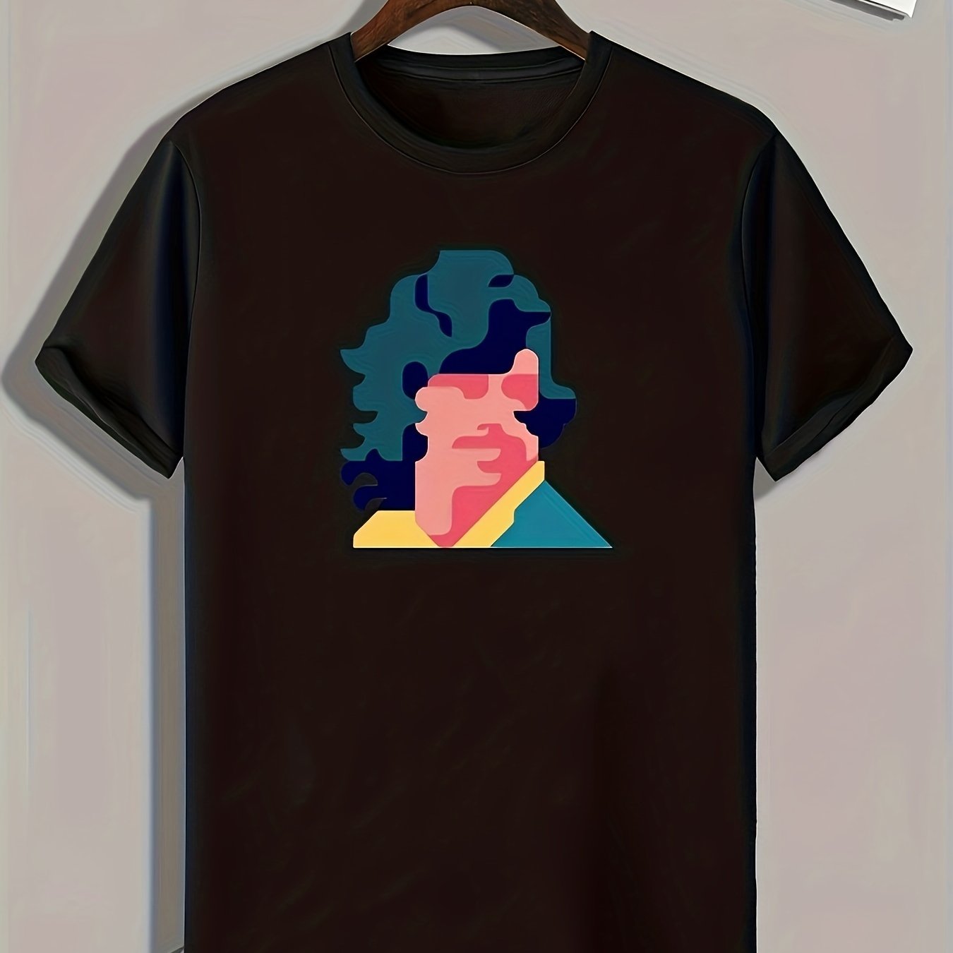 Portrait Pattern Print Men's Sports T-shirt Graphic Tee