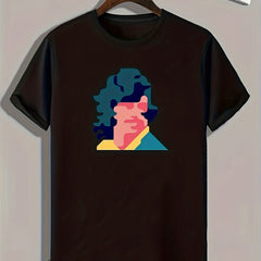 Portrait Pattern Print Men's Sports T-shirt Graphic Tee