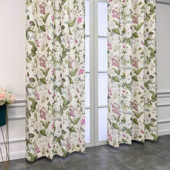 Beige Floral Blackout Curtains for Living Room