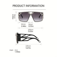 Oversized Top Bar Sunglasses Rhinestone Gradient UV400