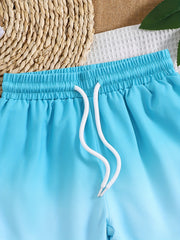 Boys Swim Trunks Gradient Print Elastic Waist Beach Pants