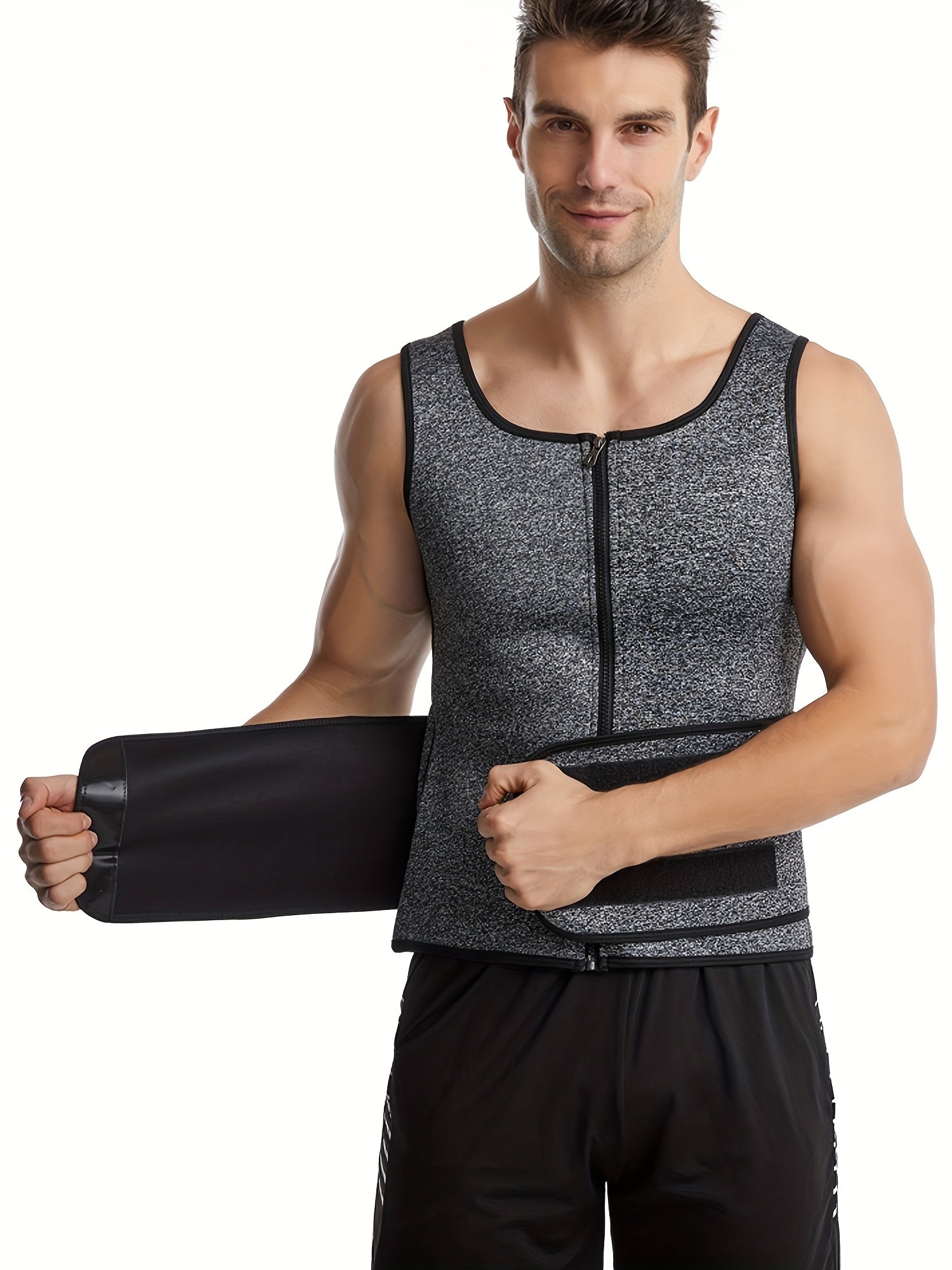 Men's Sauna Vest Compression Back Support Workout Gym Waist