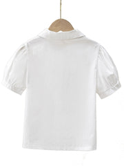 Girls Preppy Round Collar Shirt School Uniform Top