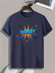 WOW Pattern Print Men's Sports T-shirt Graphic Tee