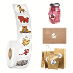 200pcs Cartoon Animals Stickers Roll Scrapbook DIY Gift Decoration