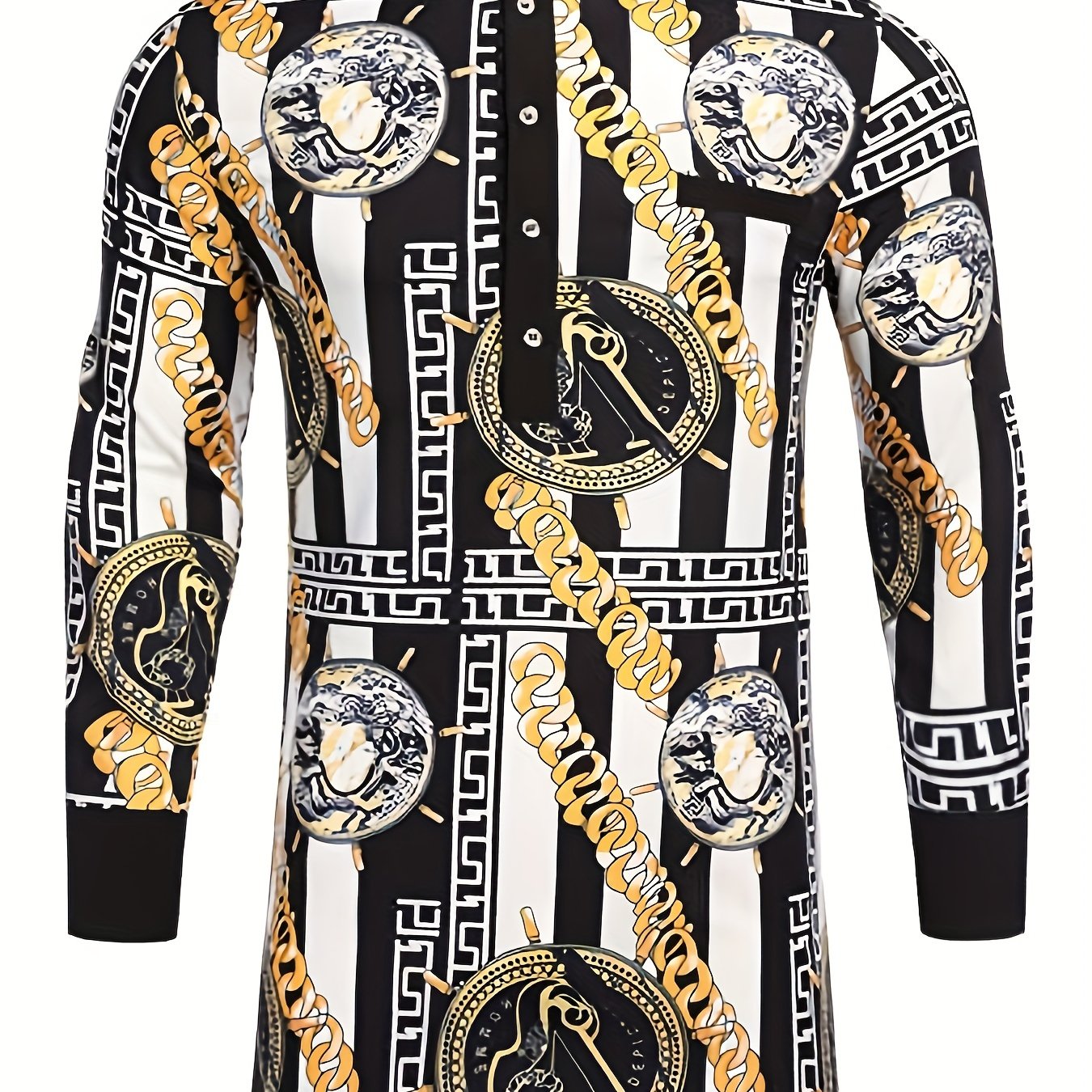 Men's African Dashiki Shirt Button Long Sleeve with Pocket
