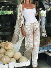 Crocodile Print V Neck Kaftan 2 Piece Set Women's Swimwear