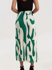 Abstract Print High Waist Bodycon Skirt for Spring