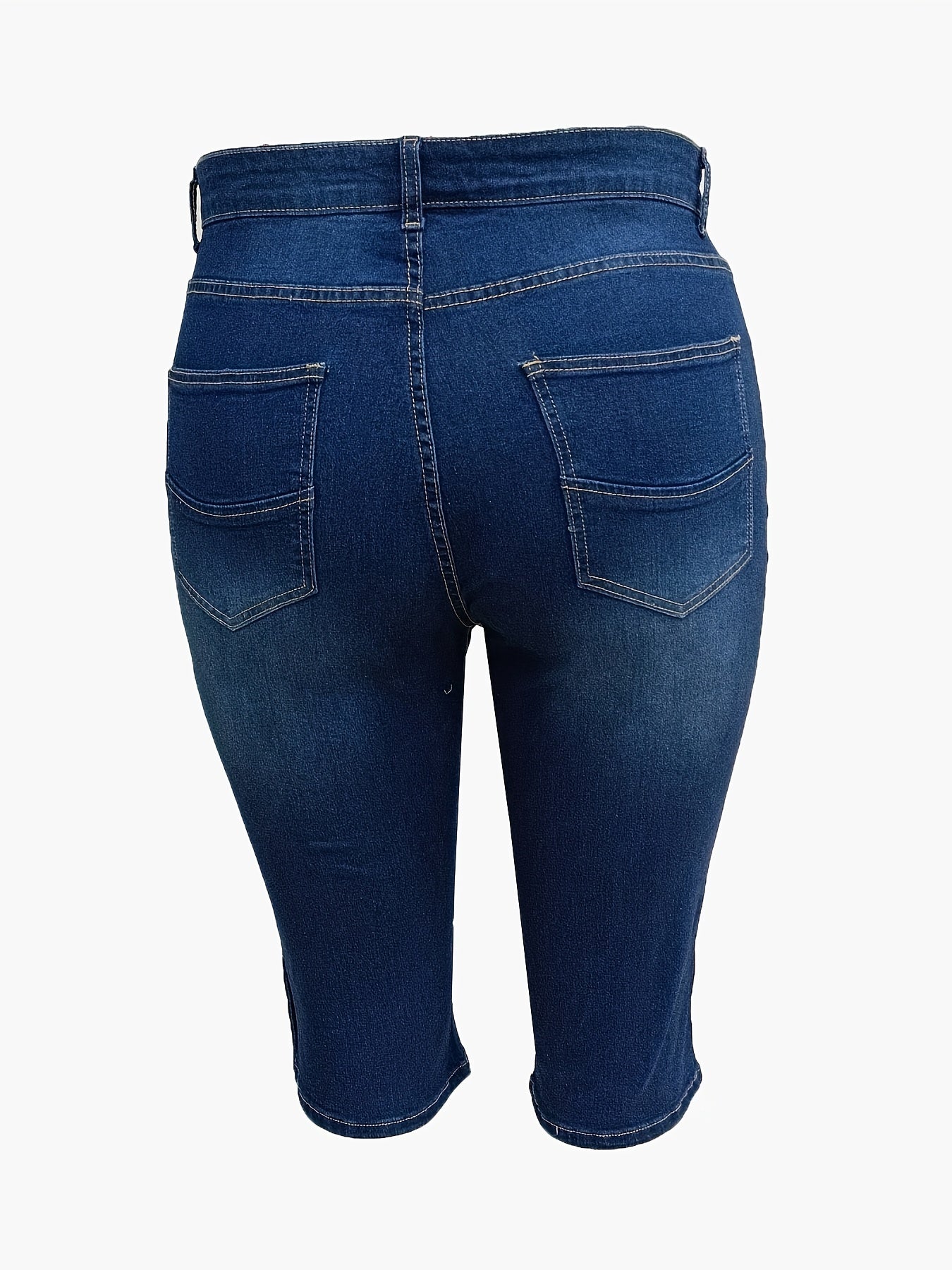 Solid Button Fly High Rise Denim Shorts