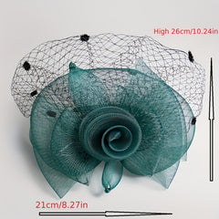 Women Yarn Flower Head Piece Derby Hat Accessories