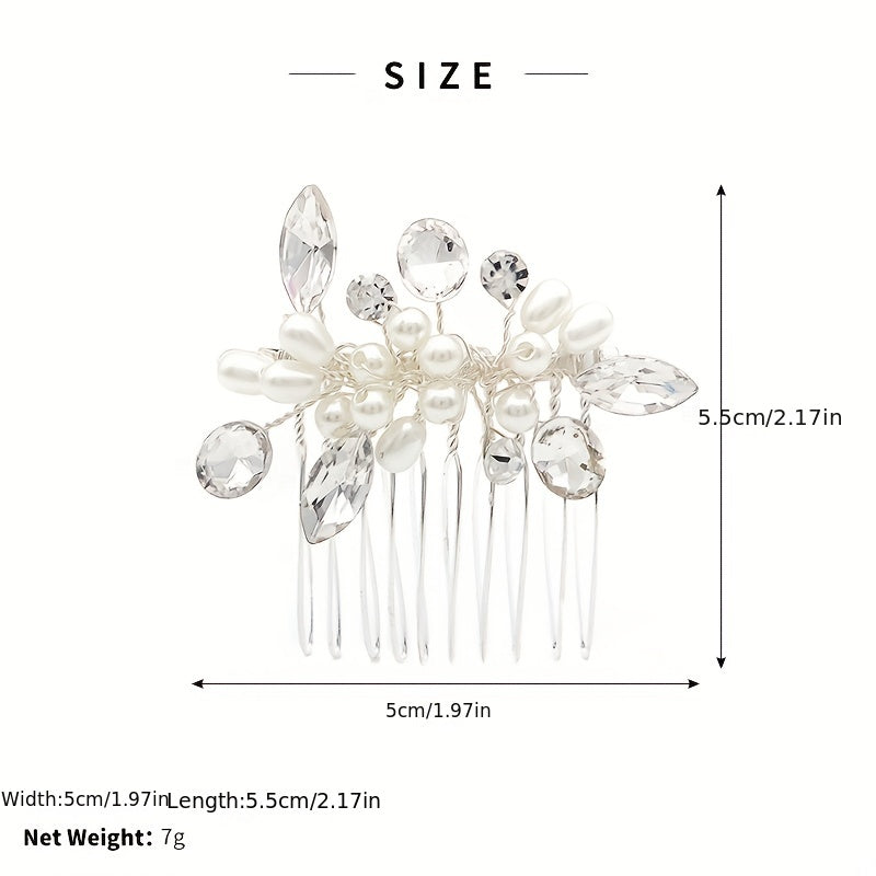 Faux Pearl Rhinestone Hair Comb Head Jewelry Hair Accessories for Girls Women