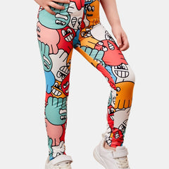 Girls Cartoon Print Leggings Comfortable Casual Pants For Kids Summer