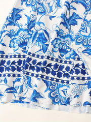 Boho Swimsuit Set Floral Print V Neck Halter Dress & Bott