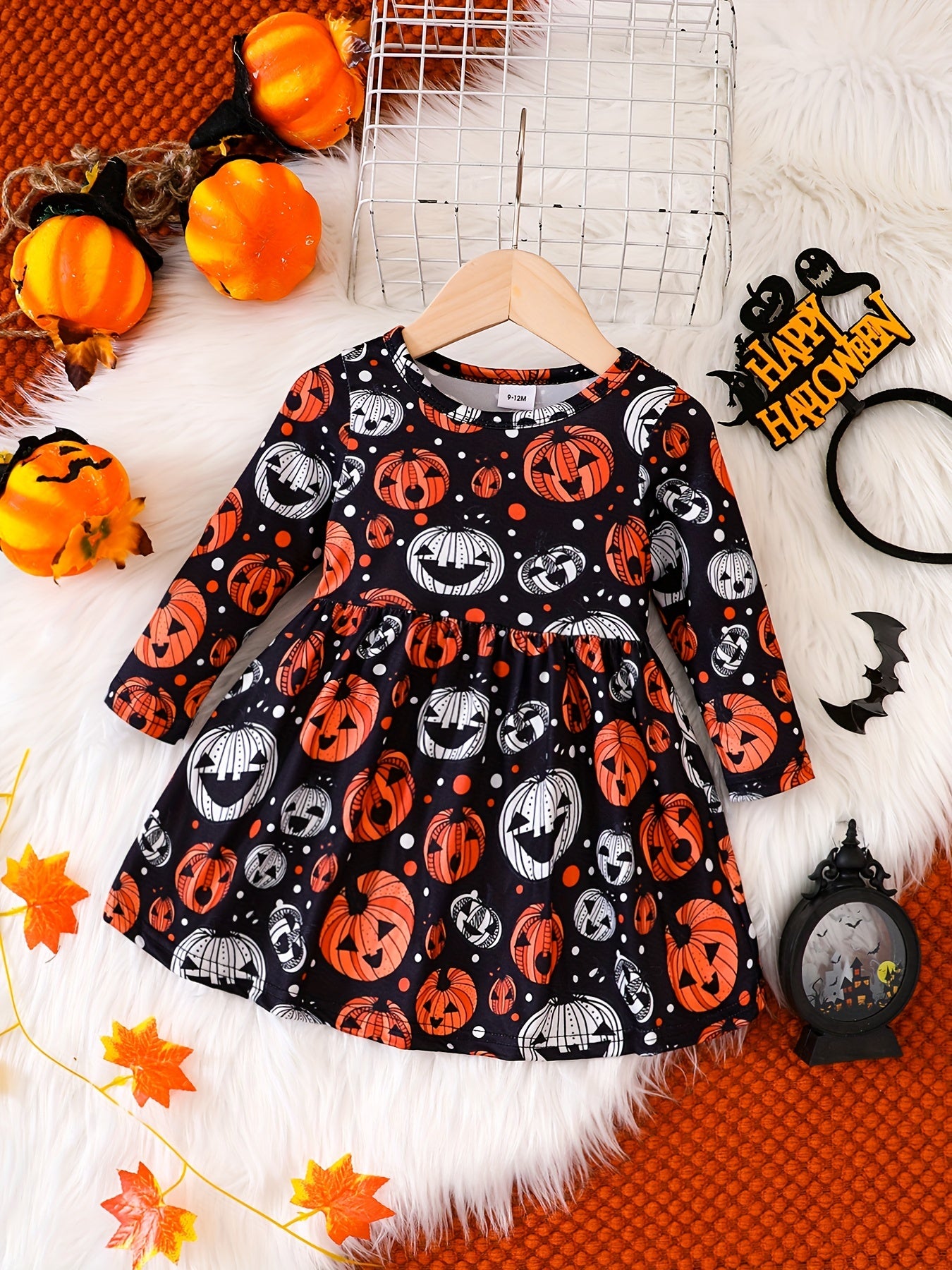 Cartoon Graphic Baby Girls Dress for Halloween & Christmas