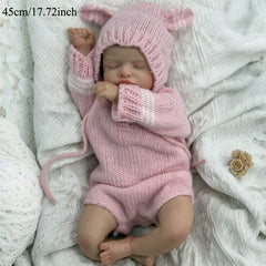 17in Soft Vinyl Baby Reborn Doll Light Beige, Blood Vessels Cloth Body Girl