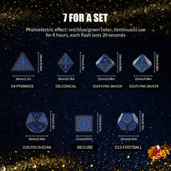 7pcs Rechargeable LED Metal Flashy Dices