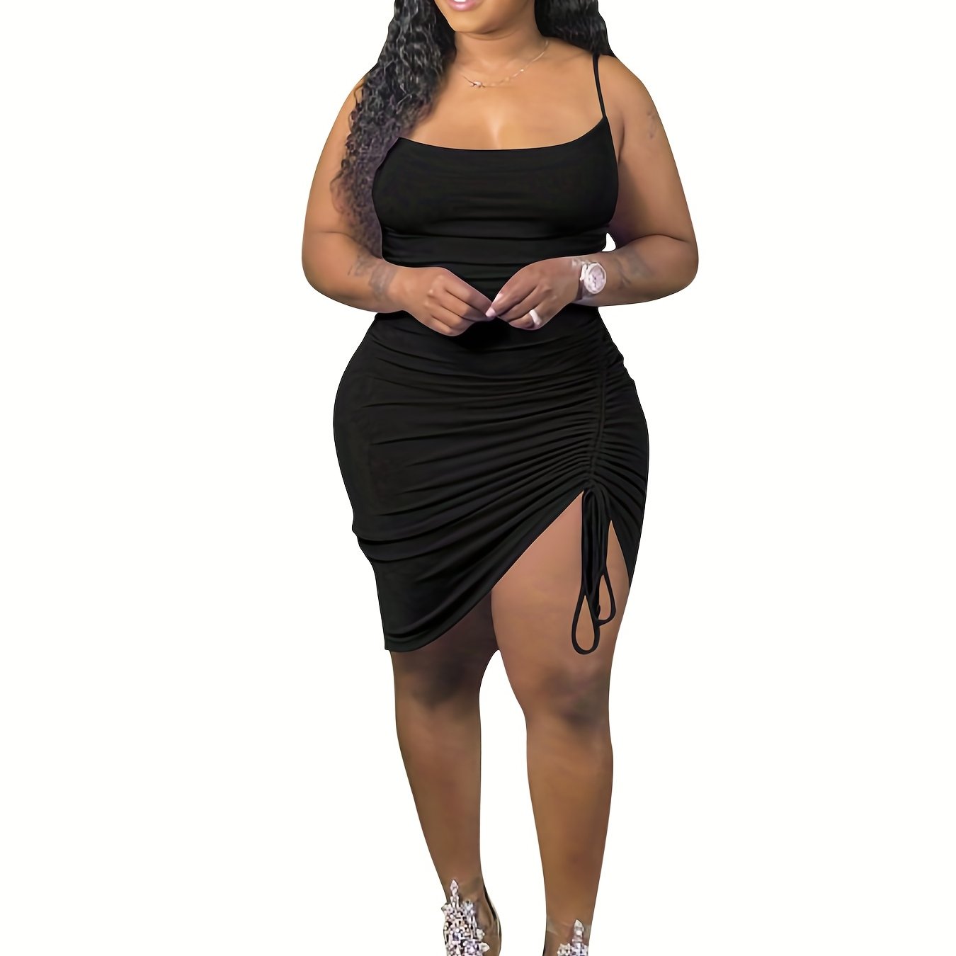 Sexy Drawstring Square Neck Cocktail Cami Dress