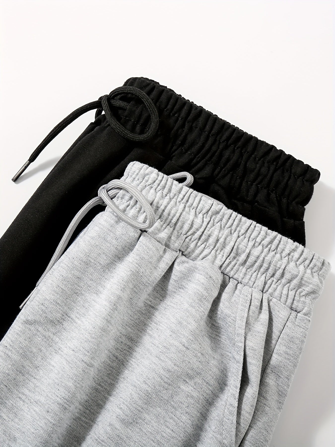 2pcs Women's Solid Loose Pants with Elastic Waist