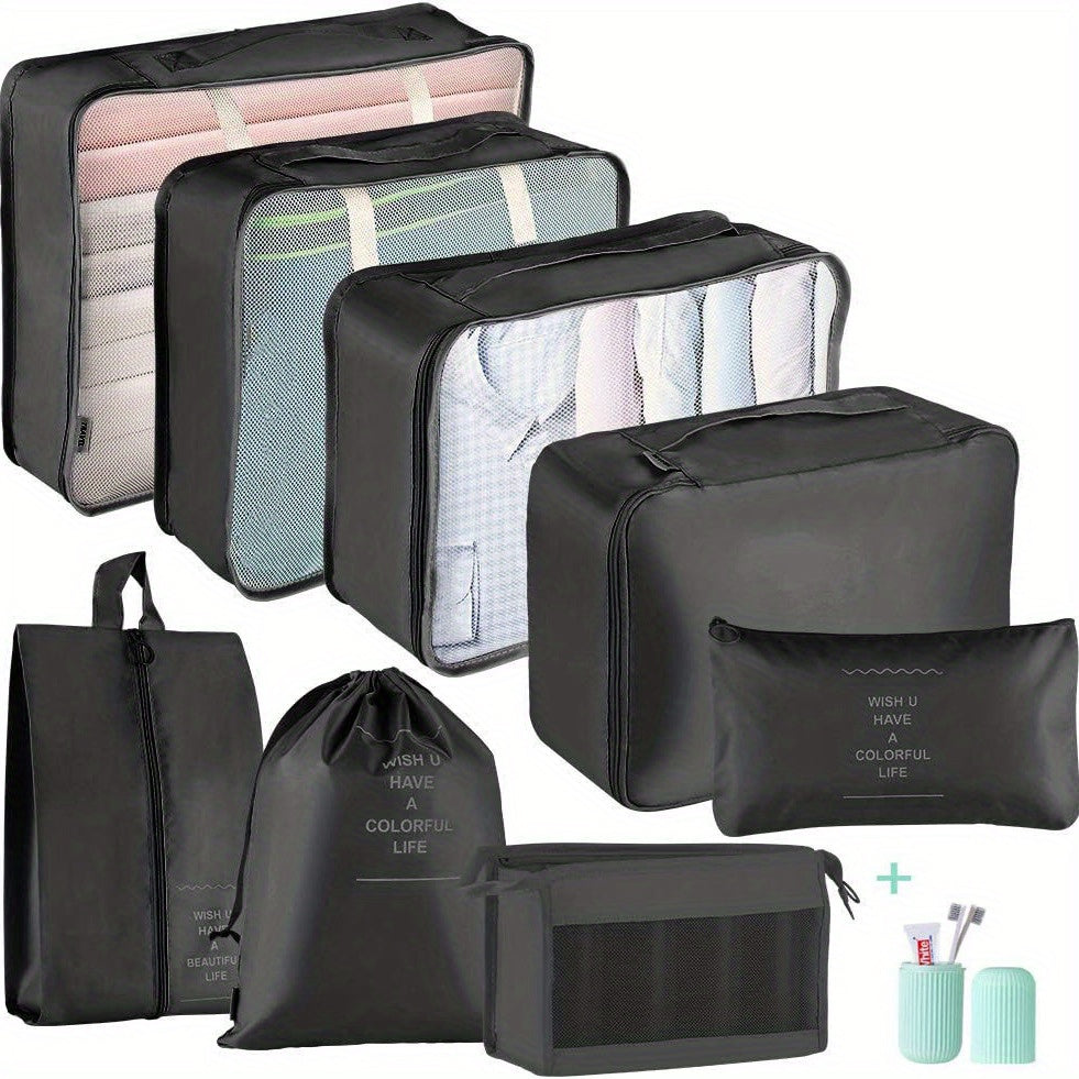 9 Pcs Travel Luggage Bag Sets, Dustproof Lightweight Organizers