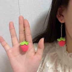 Strawberry Braided Earrings Stainless Steel Women