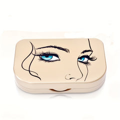 Golden Eyelash Storage Case with Mirror, Travel Makeup Organizer