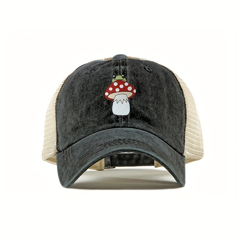 Mushroom Frog Trucker Hat Mesh Baseball Cap Golf Sun Hats