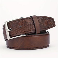 Alloy Buckle PU Striped Belt for Men